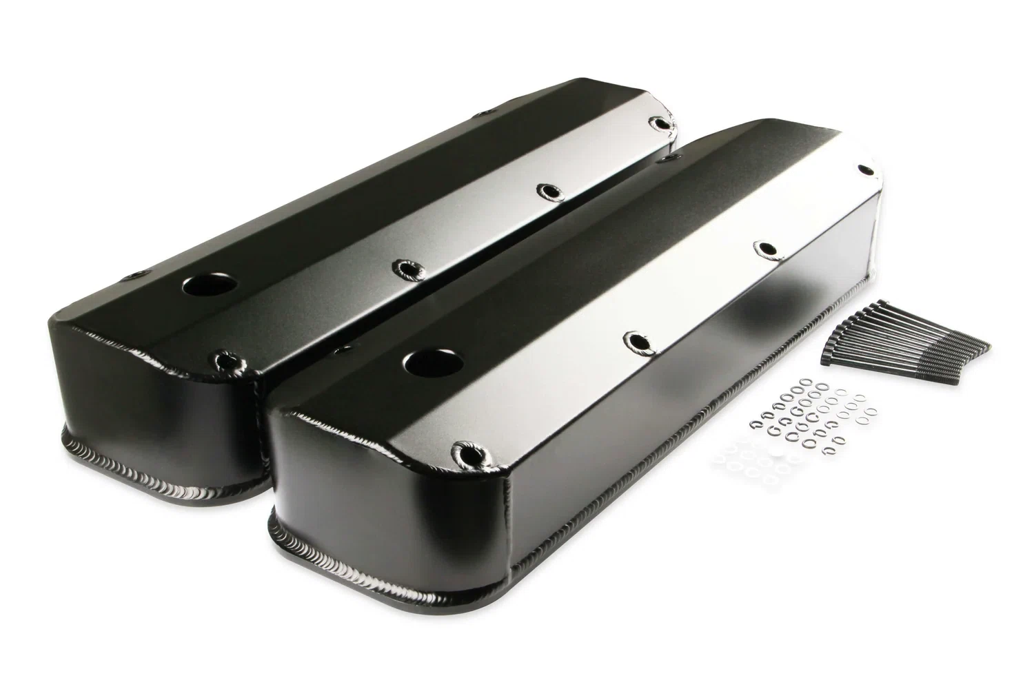 Mr. Gasket Fabricated Aluminum Valve Covers - Black Finish - 6880BG